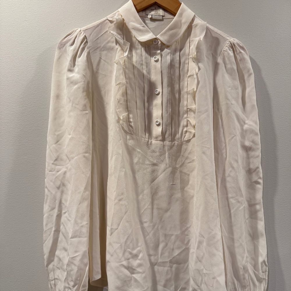 Kate Spade Ivory Ruffle Front Blouse – Size 6